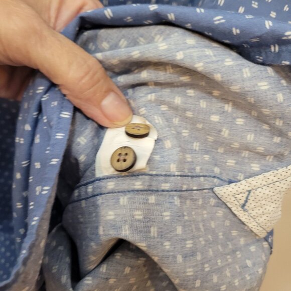 Moda Campia Mens Blue Short Sleeve Button-Up Shirt XXL 100% Cotton Classic Fit W - Picture 7 of 12